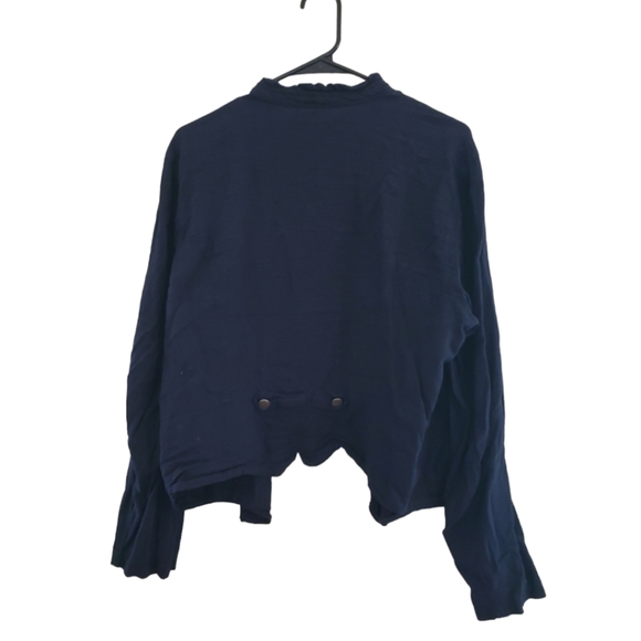 Navy Blue Linen Jacket - Picture 2 of 3